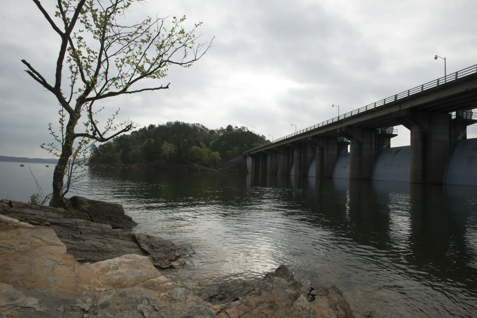 Overlook above Broken Bow Lake and the forested spillway