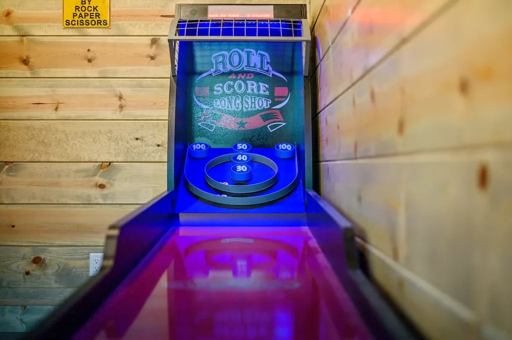 Illuminated skee-ball game in The Avalon's arcade