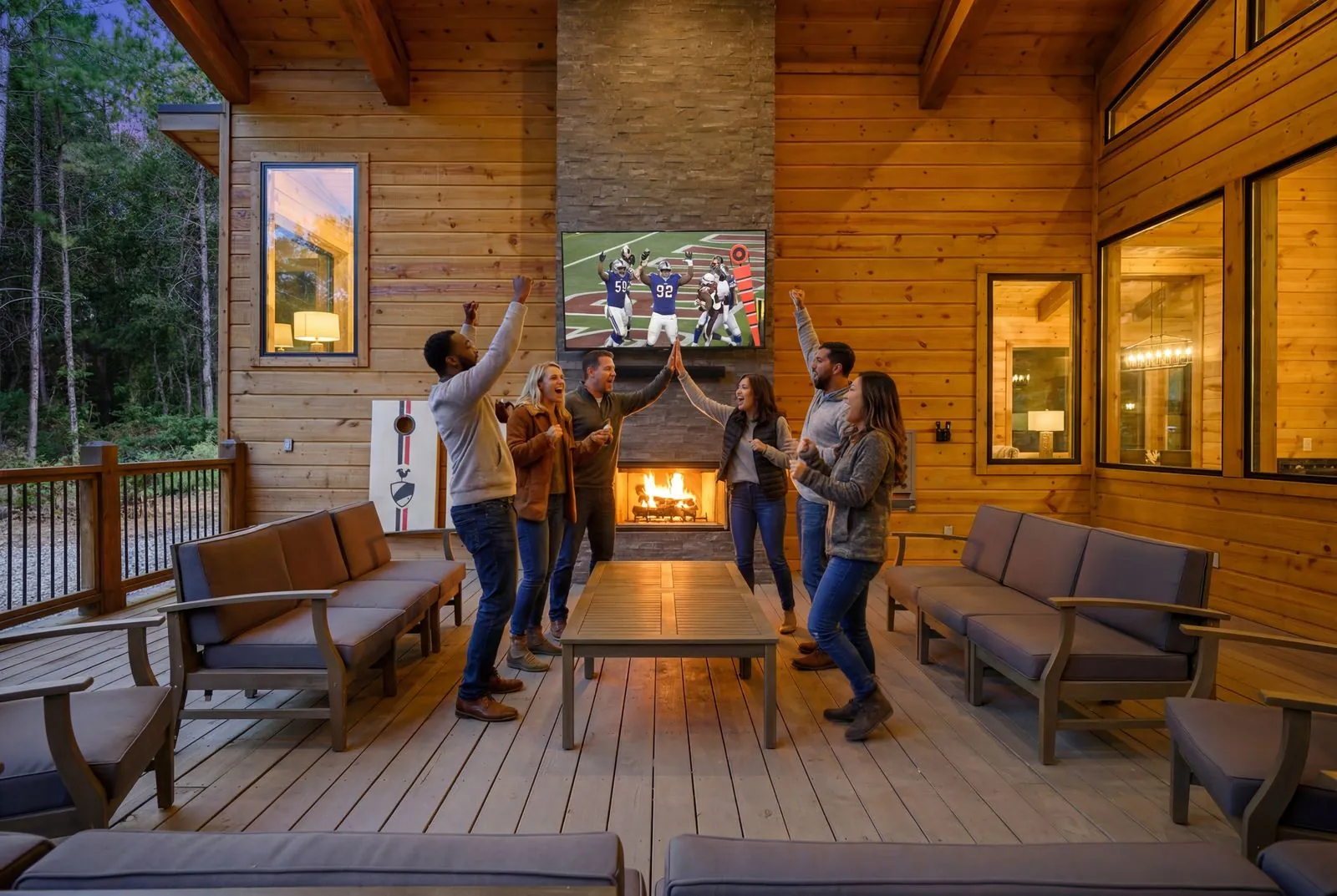 Open-concept living room at The Avalon