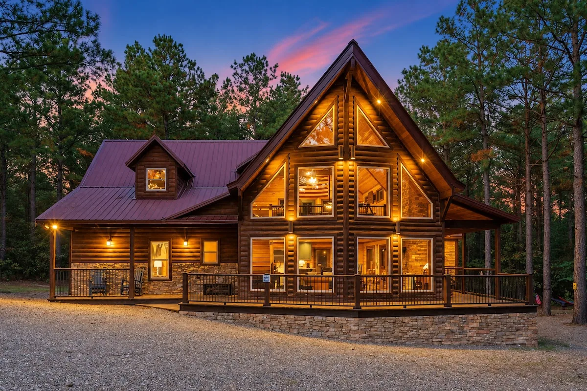 A-frame cabin exterior at Cami's Campout