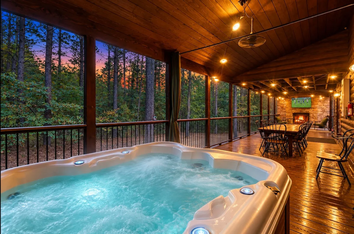 Private hot tub on the Cami's Campout deck