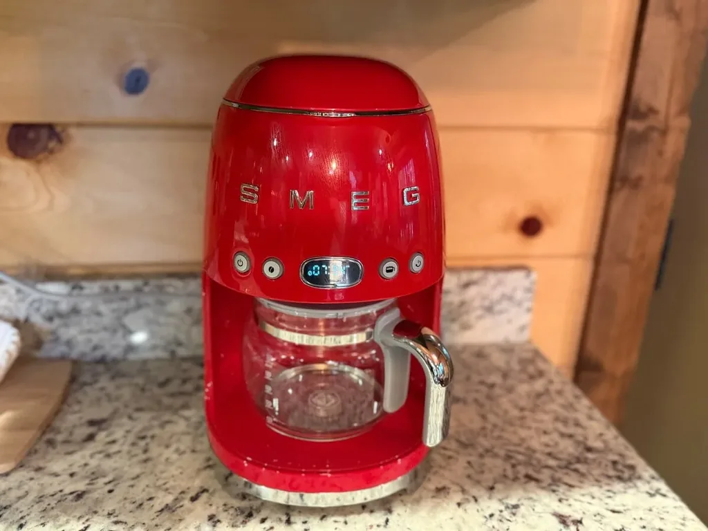 Red stand mixer in the Cami's Campout kitchen