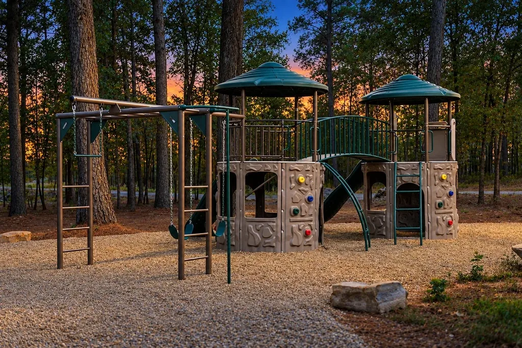 Dolce Far Nient — Kids can climb, swing, and slide at this shared playground tucked among the pines, included at no extra cost.
