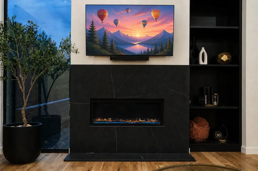 The Eleanor living room fireplace at Imperial Jade in Broken Bow