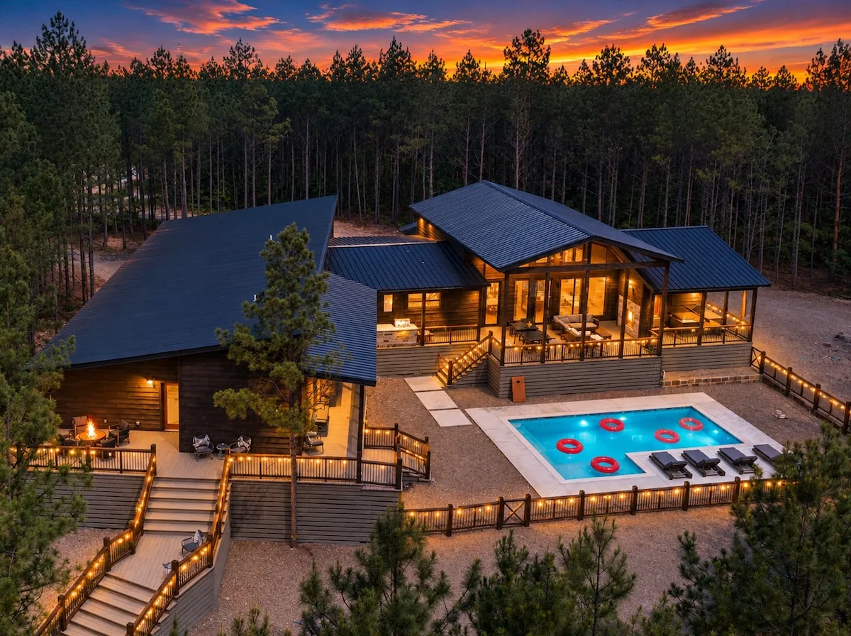 Miko Chukka estate with private pool and wooded creek setting in Broken Bow