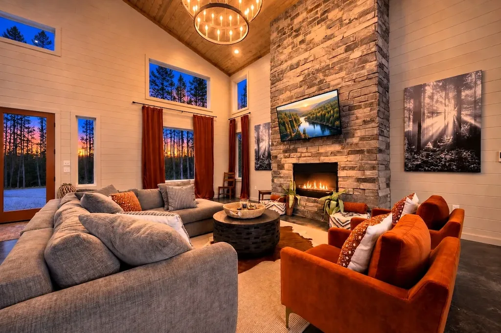 Miko Chukka — Gather around the stone gas fireplace and sink into plush seating beneath soaring vaulted ceilings.